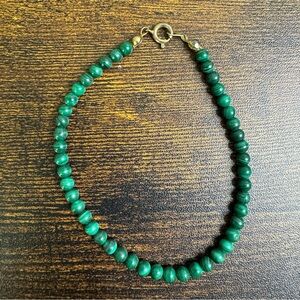 Malachite Green Beaded Bracelet 4mm 8.25 Inch